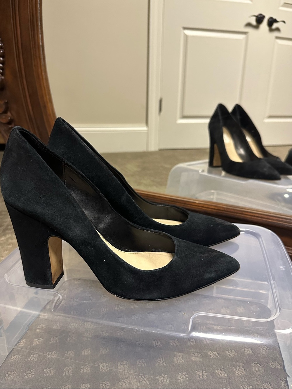 Saks Fifth Avenue Black Suede Pointed-Toe Pumps